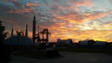 KENNEDY SPACE CENTER, FLORIDA, USA - Rocket Garden view Merritt Island at evening. - November 6, 2018 clipart