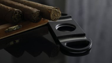 Sigara ve puro kesici ile açık tabakası