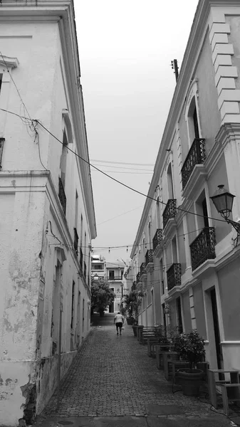 Czarno Białe Ulice Starego Miasta San Juan Portoryko Sierpnia 2017 — Zdjęcie stockowe