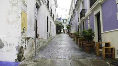 San Juan eski şehir sokaklarında, Porto Riko-16 Ağustos 2017