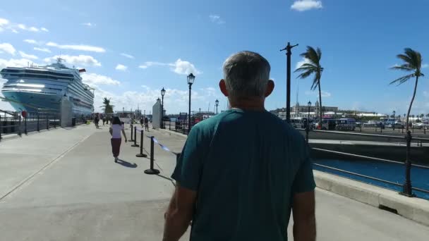 Turistas Caminan Muelle Hamilton Las Bermudas Junio 2017 — Vídeo de stock