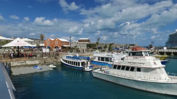 Schiffe Hafen Hamilton Bermuda Juni 2017 — Stockvideo