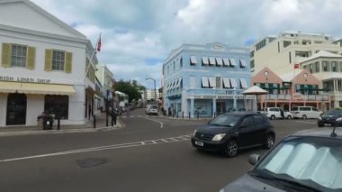 Bermuda - 14 Haziran 2017: Bermuda'daki Hamilton Şehir Merkezi, Britanya Denizaşırı Bermuda Bölgesi'nin başkentidir. Hamilton, Bermuda