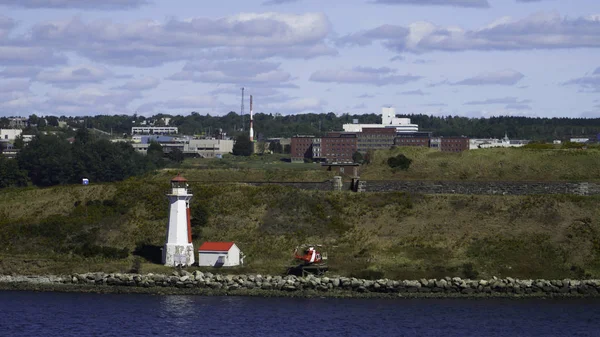Phare Hélicoptère Rouge Île Georges Halifax Nouvelle Écosse Canada — Photo