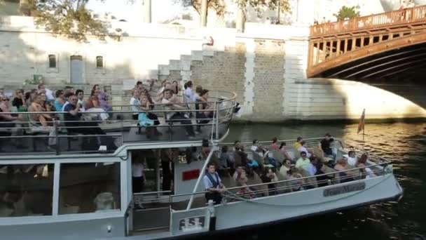 Október 2010 Párizs Franciaország Párizs Franciaország Turisztikai Csónak Folyón Ile — Stock videók