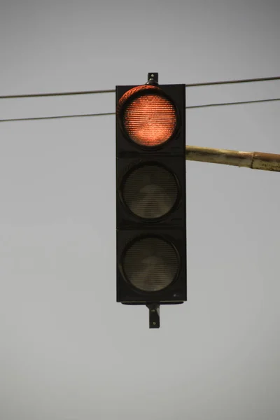 Luzes Trânsito Luz Vermelha — Fotografia de Stock