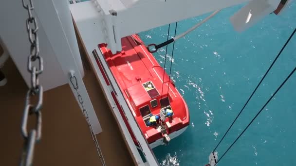 Vista Del Bote Salvavidas Rojo Desde Crucero Tortola Islas Vírgenes — Vídeos de Stock