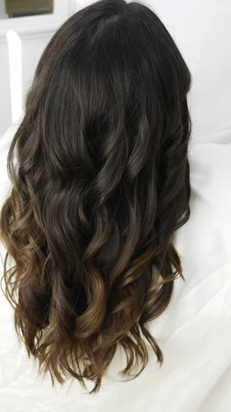 Lange Braune Haare Weibliches Modell — Stockfoto