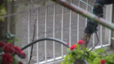 Bahçeden yağmurlu bir yolda görünümü