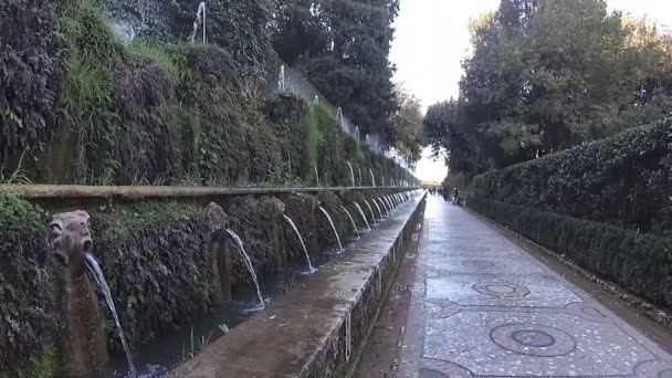 Tivoli Italia Novembre 2018 Fontana Nel Giardino Della Villa Del — Video Stock