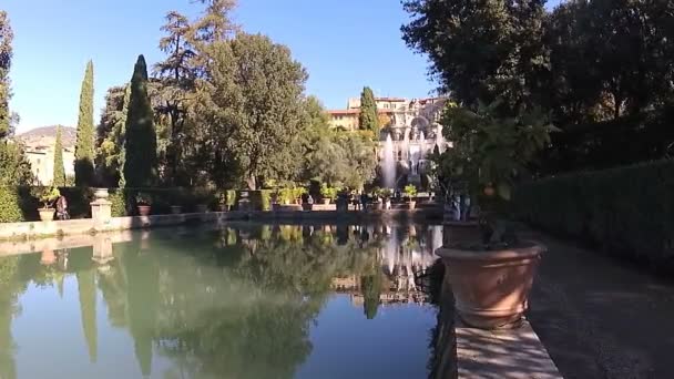 Fontane Del Nettuno Dell Organo Tivoli Villa Este Roma Kasım — Stok video