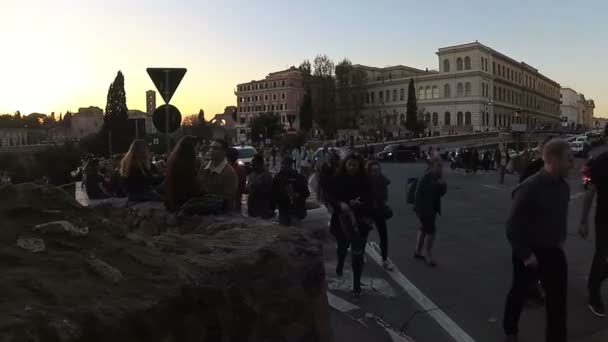Ρωμαϊκό Κολοσσαίο Στη Ρώμη Ηλιοβασίλεμα 2018 Νοεμβρίου — Αρχείο Βίντεο