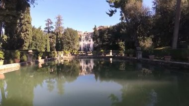 İtalya'nın Tivoli villad'Este Neptün ve Fishpond Çeşmesi 