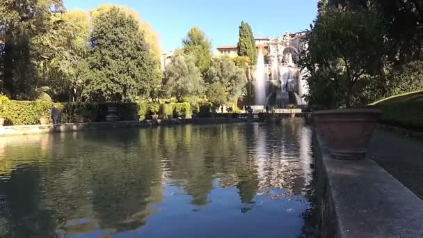 Fontane Del Nettuno Dell Organo Med Reflexon Vatten Villa Este — Stockvideo