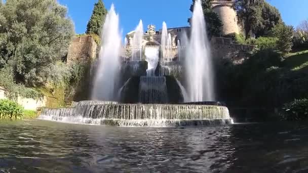 Fontane Del Nettuno Dell Organo Mit Reflexwasser Der Villa Este — Stockvideo