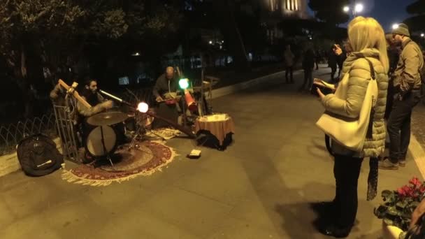 Talya Nın Roma Kentinde Sokak Müzisyenleri Gece Kasım 2018 — Stok video