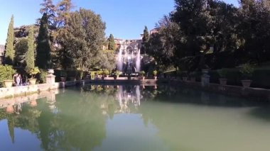 Villa d'Este,Tivoli, Lazio, Orta İtalya'daki Neptün Çeşmesi - Kasım 2018