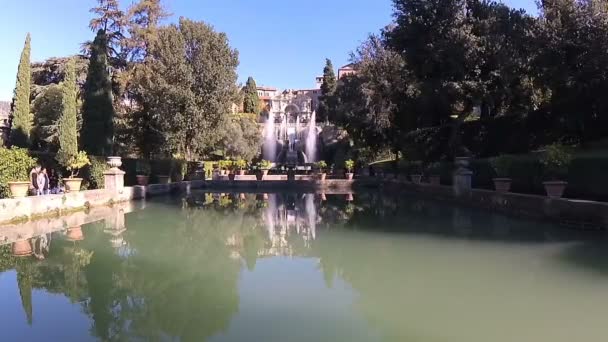 Fontana Del Nettuno Villa Este Tivoli Lazio Italia Centrale Novembre — Video Stock