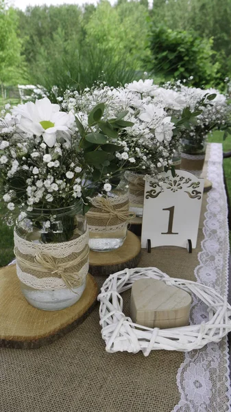 Decoração Flores Mesa Para Celebração — Fotografia de Stock