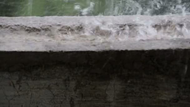 Pouring Rain Concrete Slab — Stock Video