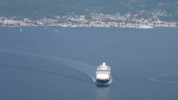 Cruise Ship Kotor Bay Boka Kotorska Montenegro — Stock Video