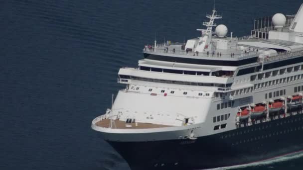 Veendam Crucero Navegando Día Soleado Agosto 2019 Bahía Kotor Boka — Vídeo de stock