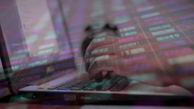 Dizüstü bilgisayarı ve hesap makinesi olan iş kadını