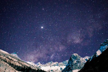 Yıldızlı ve samanyolu güzel gece gökyüzü