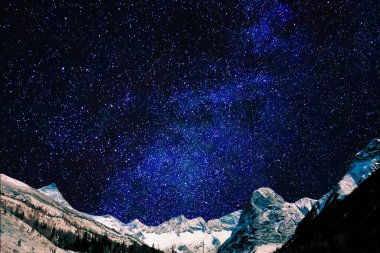 Samanyolu ve gece gökyüzündeki yıldızlar