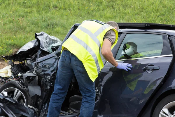 Frontalzusammenstoß Von Ford Und Daf Lkw Lettland Auf Der Autobahn — Stockfoto