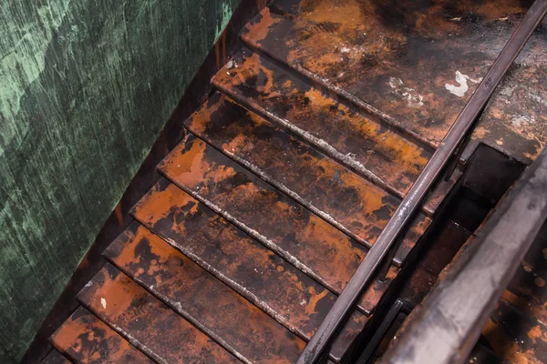 Stairs of the house in which there was a fire, accident background