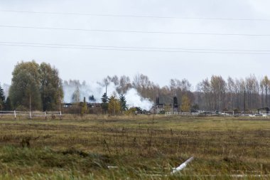 tamamen yanmış çiftlik kalıntıları öldüğü 30'dan fazla inekler, 23.10.2018, Koknese, Letonya