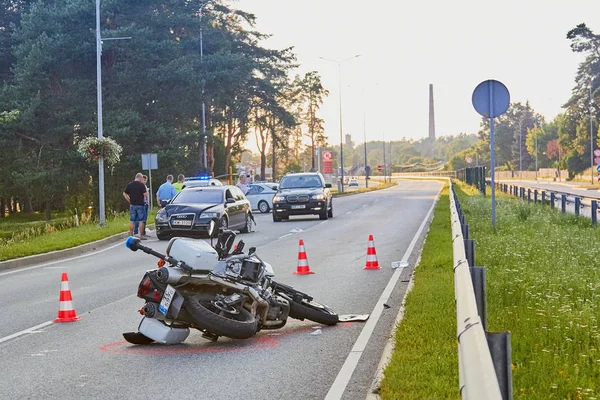 Ogre Letonya'da 24 Haziran 2019'da yolda trafik kazası