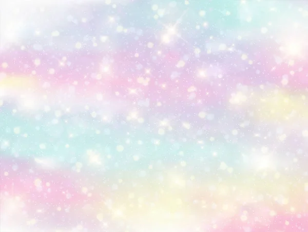 Vector Illustration Galaxy Fantasy Background Pastel Color Unicorn Pastel Sky — Stock Vector
