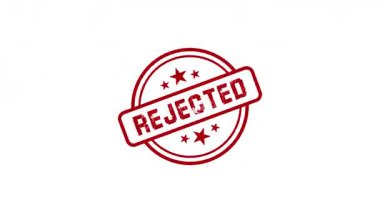 4k Red, yıldızlı pulu ve çember sınırını reddetti. Kırmızı kenarlı ve yıldızlı dairesel bir damga, çapraz bantta kalın kırmızı harflerle 