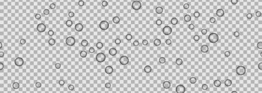 Şeffaf bir arkaplanda gerçekçi hava kabarcıklarının vektör görüntüsü