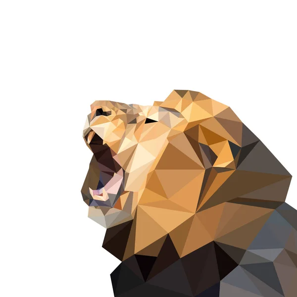 Image Vectorielle Lion Rugissant Dans Style Triangulation — Image vectorielle