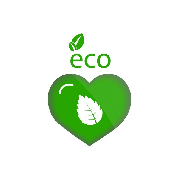 Icono Vectorial Del Corazón Ecológico Verde Protección Del Medio Ambiente — Archivo Imágenes Vectoriales