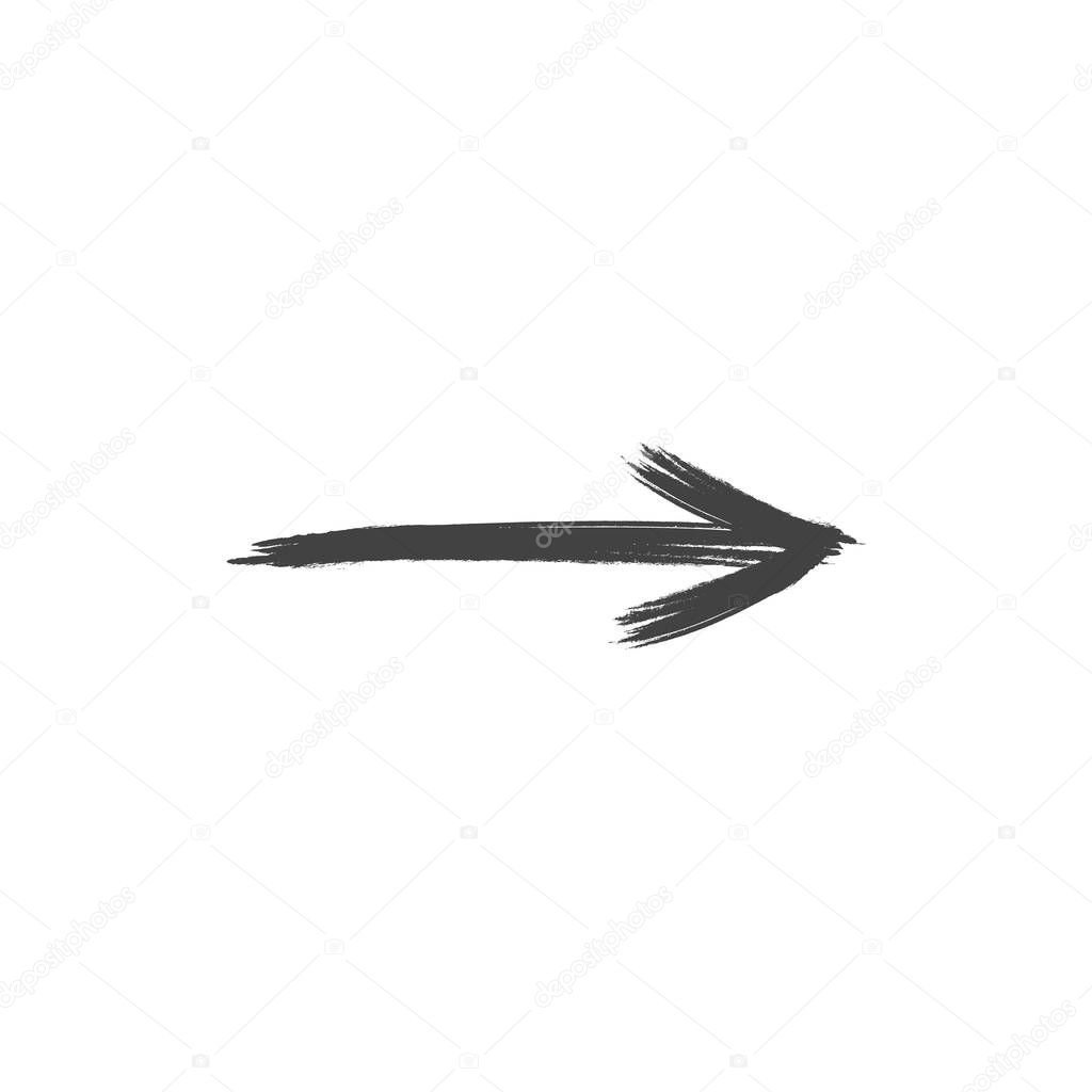 vector arrow icon with grunge brush first style
