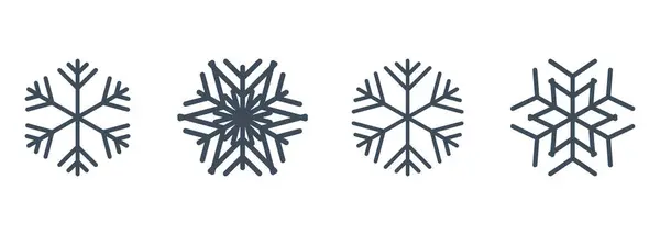 Conjunto Vetorial Flocos Neve Azuis Com Quatro Ícones — Vetor de Stock