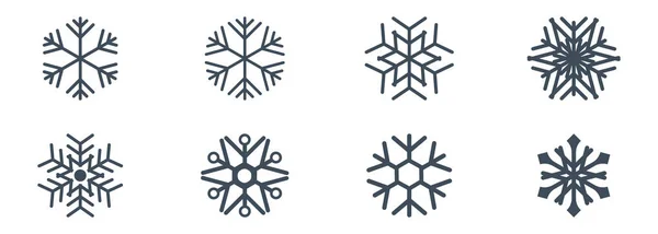 Vector Set Blue Snowflakes Eight Icons — Stock Vector