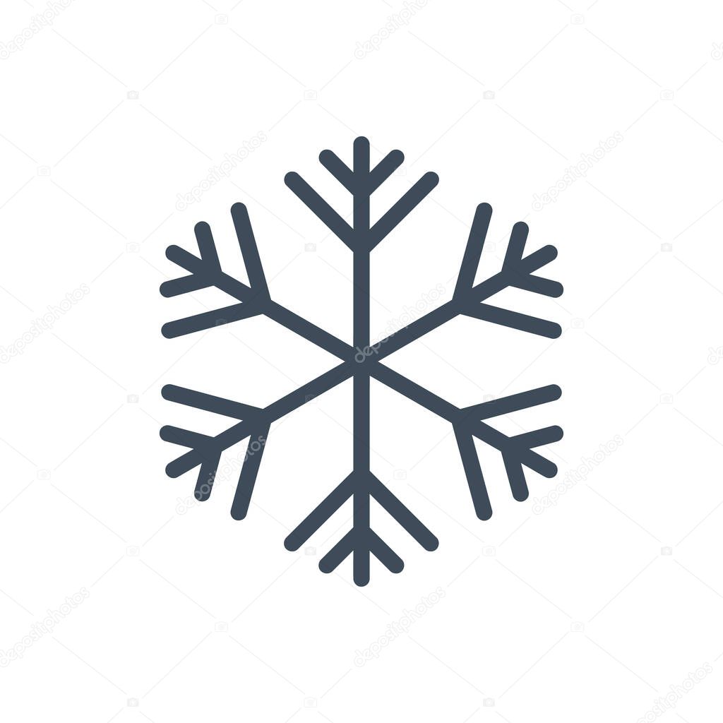 vector icon of blue snowflake in the shape of a hexagon