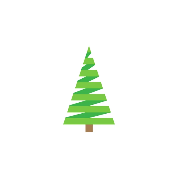 Ícone Vetorial Árvore Natal Verde Forma Triangular Composta Fitas Largas — Vetor de Stock