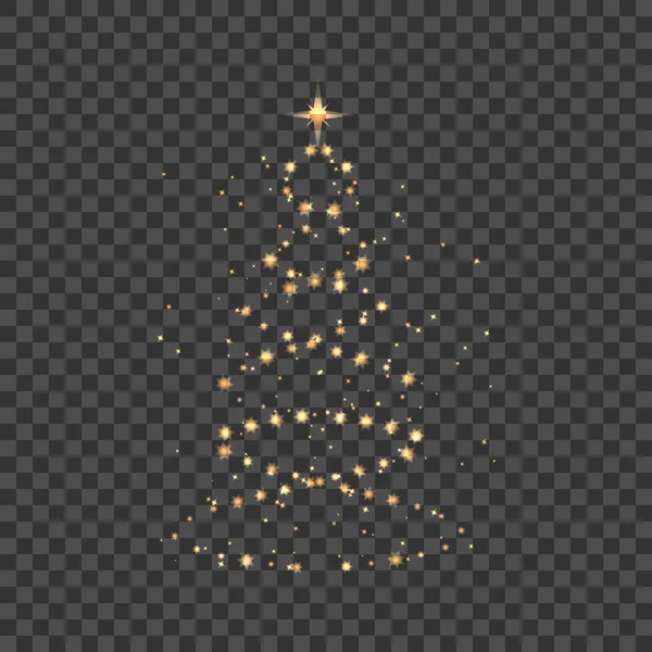 Imagen Vectorial Árbol Navidad Abstracto Con Estrellas Sobre Fondo Transparente — Vector de stock