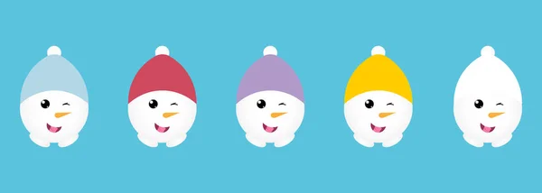 雪だるまの頭が帽子の中で笑顔で — ストックベクタ