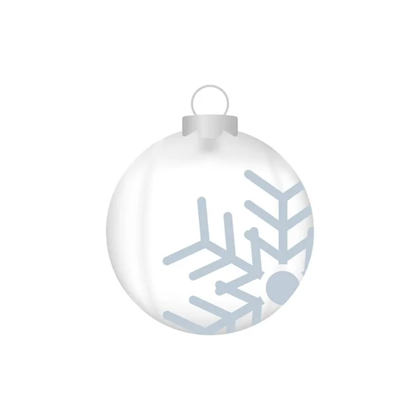 Vector Image Realistic White Christmas Ball Snowflake — Stock Vector