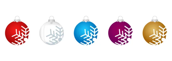 Vector Set Images Realistic Christmas Balls Snowflake — Stock Vector