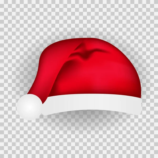 Bir Noel Şapkasının Vektör Gerçekçi Görüntüsü Sol Tarafında Bir Ponpon — Stok Vektör