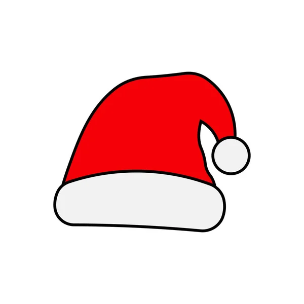 Vector Icono Plano Sombrero Santa Con Pompón Derecha — Vector de stock