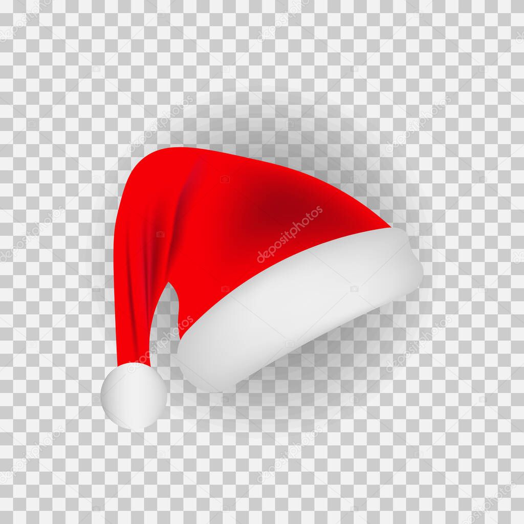 vector image of realistic santa hat with pompom to the left